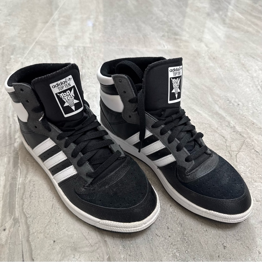 adidas Top Ten Hi Black White Athletic Sneakers